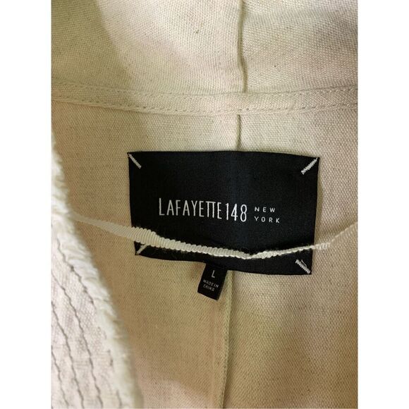 Lafayette 148 linen cotton blazer jacket burlap cream women's size large - Picture 3 of 5